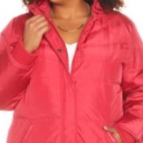 JACKET, PACKABLE DOWN, CHERRY RED, SZ 5X, HOOD, POCKETS, STORM CUFFS, PENNINGTON - Picture 2 of 7